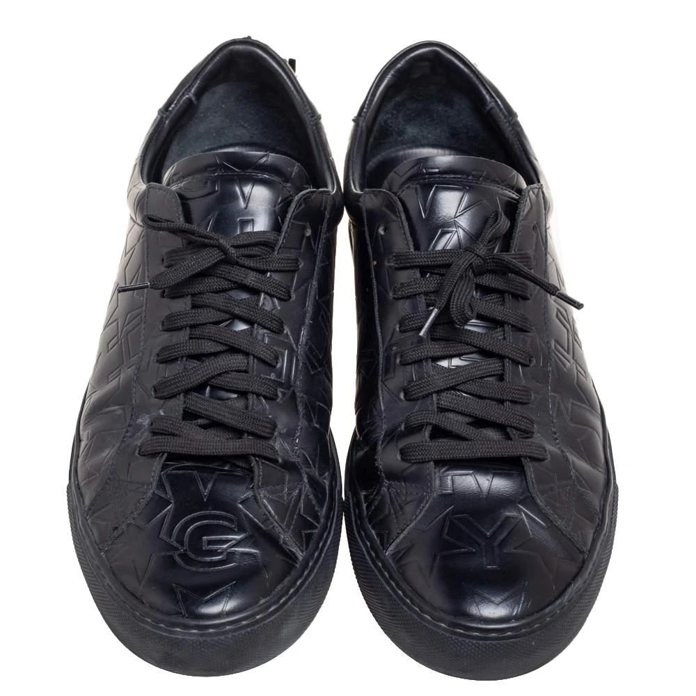 商品[二手商品] Givenchy|Givenchy Black Leather Star Embossed Lace Up Sneakers Size 42.5,价格¥1045,第3张图片详细描述