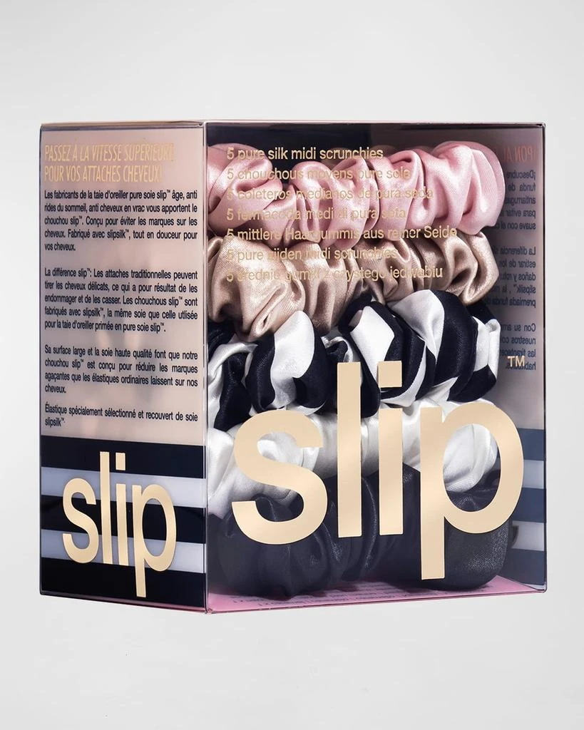 商品Slip|Pure Silk Midi Scrunchie Set of 5,价格¥391,第3张图片详细描述