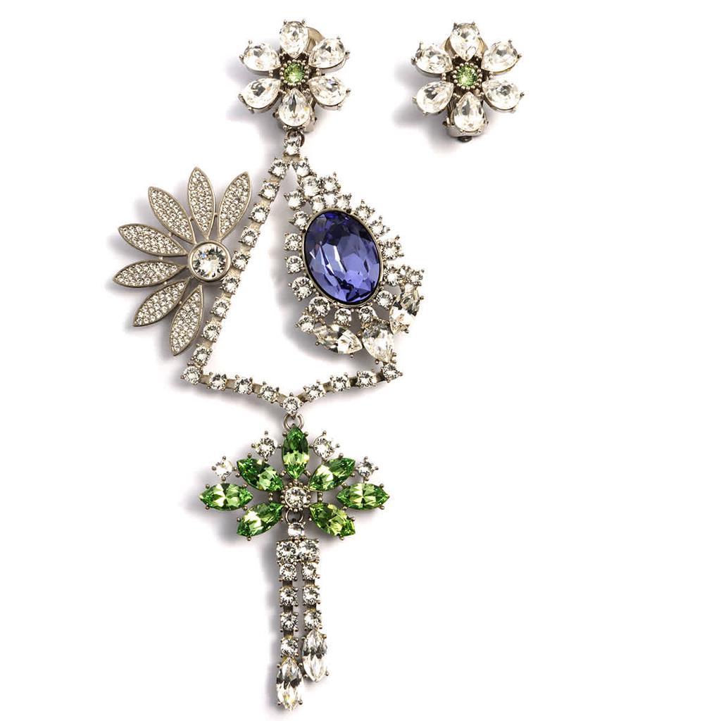 商品Burberry|Crystal Daisy Chandelier Earring And Stud Set In Peridot Green,价格¥4938,第1张图片
