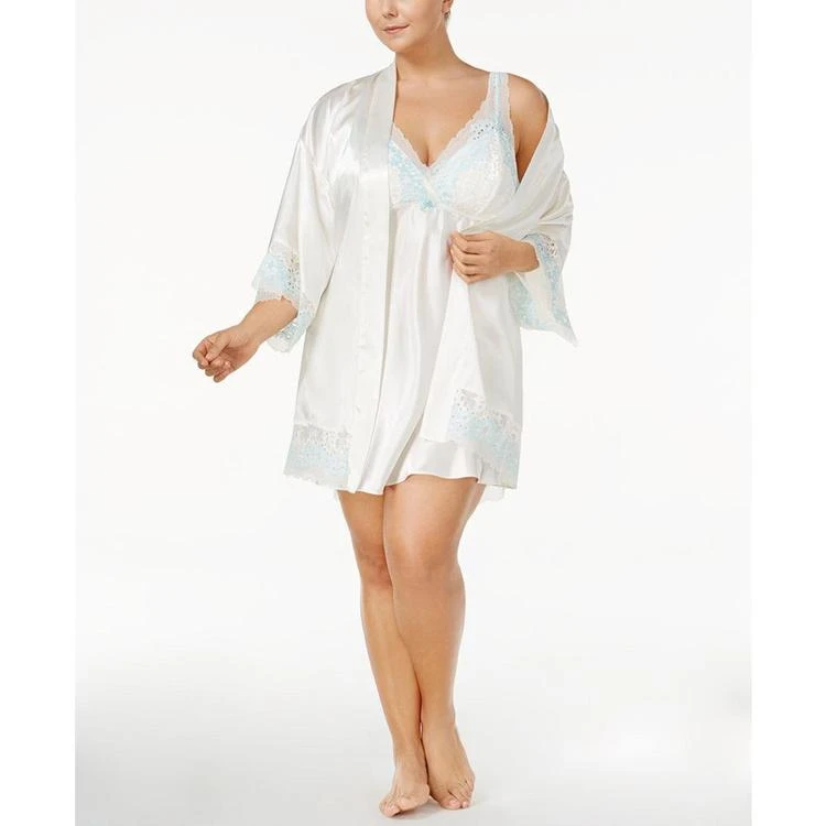 商品Flora Nikrooz|Plus Size Adore Charmeuse and Lace Kimono Robe,价格¥268,第1张图片