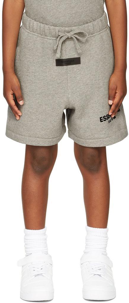 商品Essentials|Kids Gray Fleece Logo Shorts,价格¥283,第1张图片