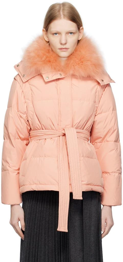 商品Yves Salomon|Pink Belted Down Jacket,价格¥3634,第1张图片