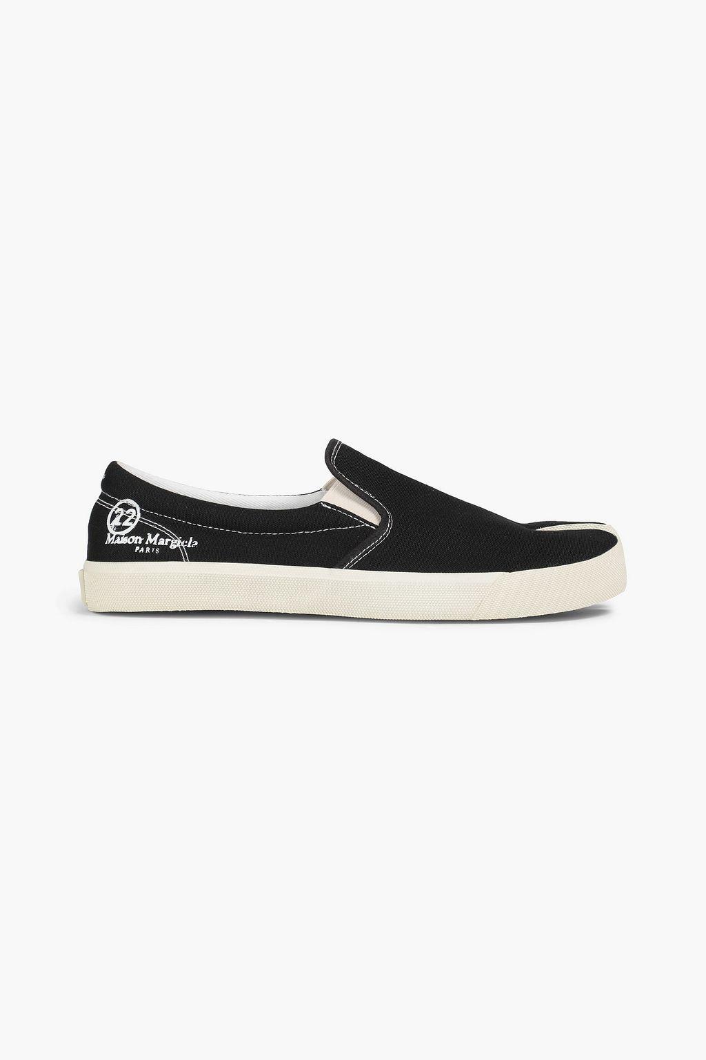 Tabi split-toe logo-print canvas slip-on sneakers商品第1张图片规格展示