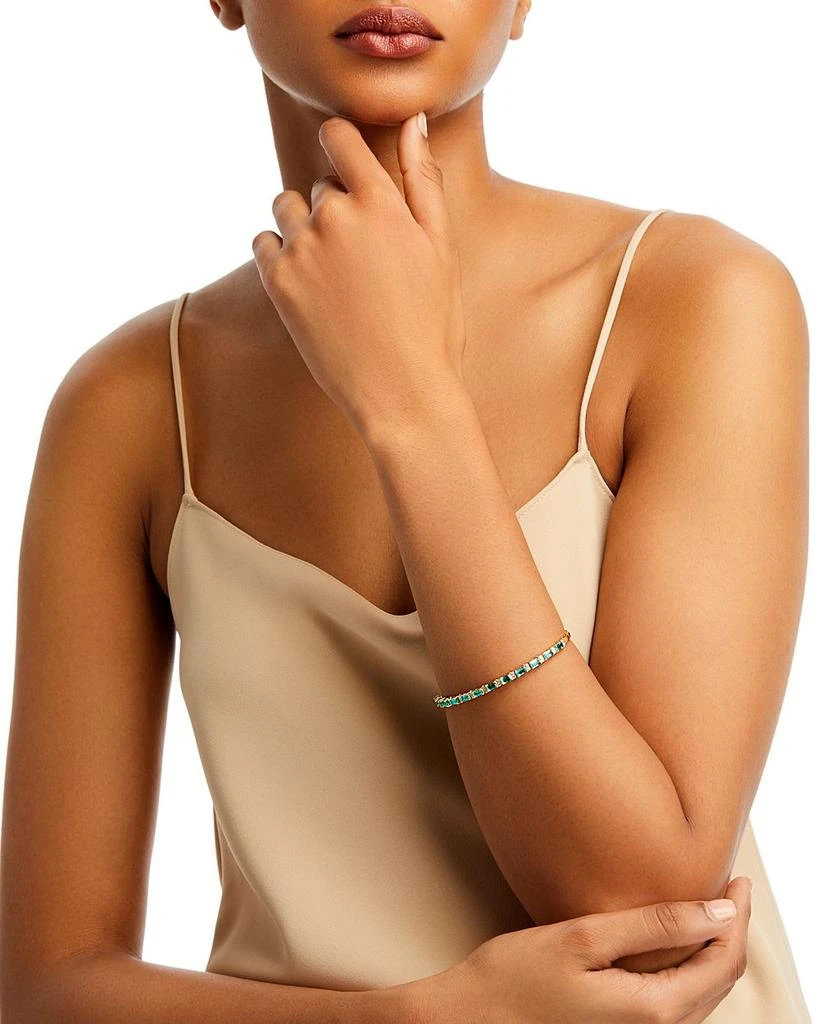 Emerald & Diamond Bangle Bracelet in 14K Yellow Gold 商品