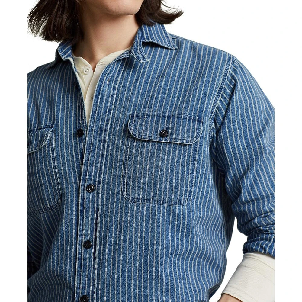 商品Ralph Lauren|Classic Fit Indigo Striped Workshirt,价格¥381,第3张图片详细描述