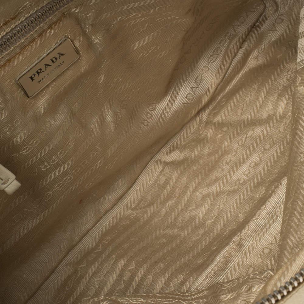 Prada White Vitello Daino Leather Balletto Bag商品第10张图片规格展示