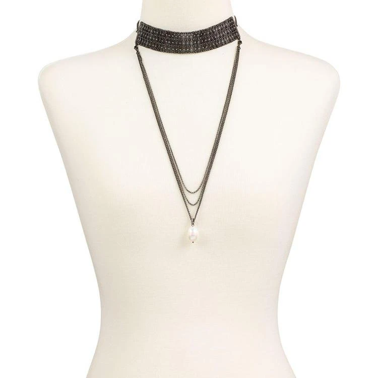 商品Lucky Brand|Silver-Tone Imitation Pearl Multi-Chain Choker Necklace,价格¥137,第3张图片详细描述