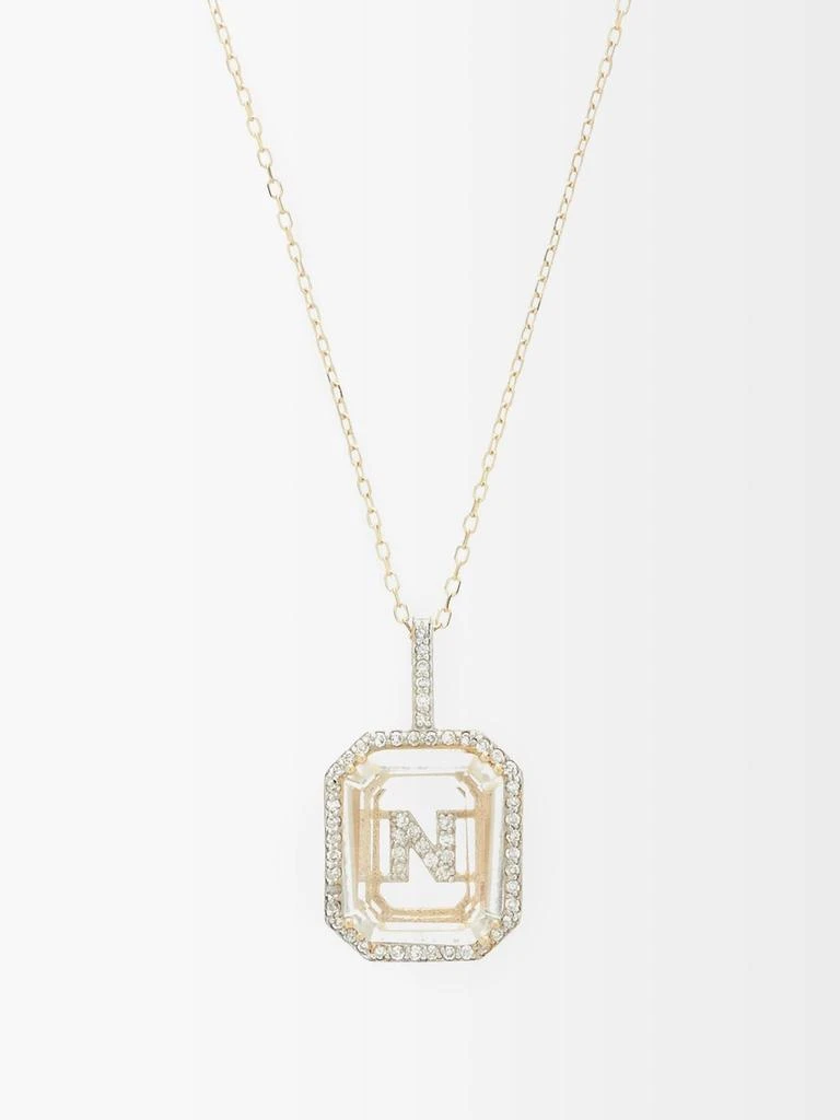商品MATEO|Initials diamond, quartz & 14kt gold necklace N-Z,价格¥10100,第1张图片