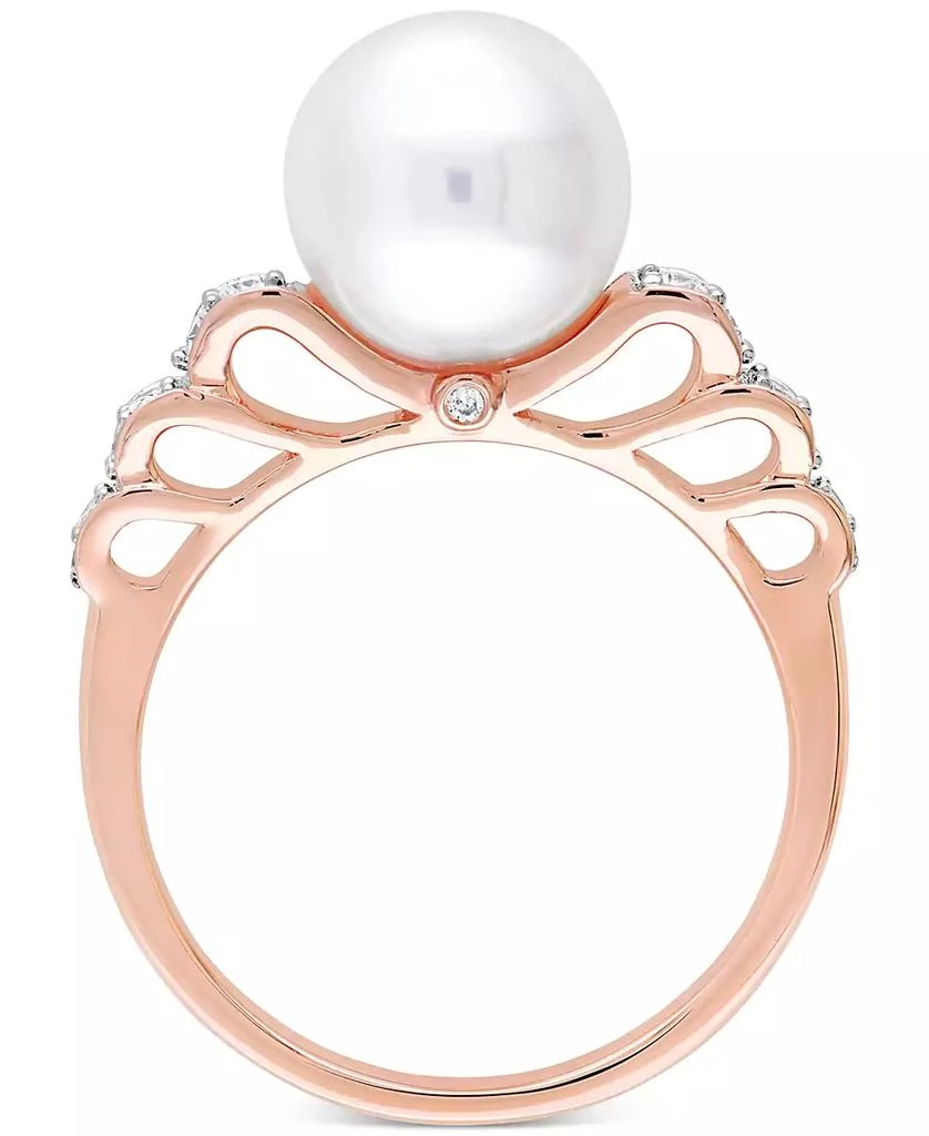 商品Macy's|Cultured Freshwater Pearl (9mm) & Diamond (1/8 ct. t.w.) Ring in 10k Rose Gold,价格¥6054,第3张图片详细描述