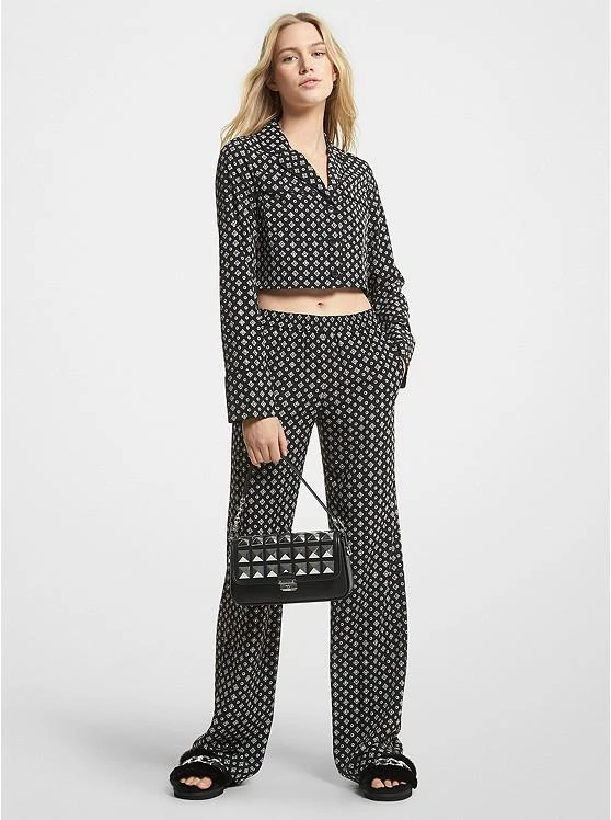 商品Michael Kors|Studded Medallion Crushed Crepe Cropped Pajama Shirt,价格¥529,第1张图片