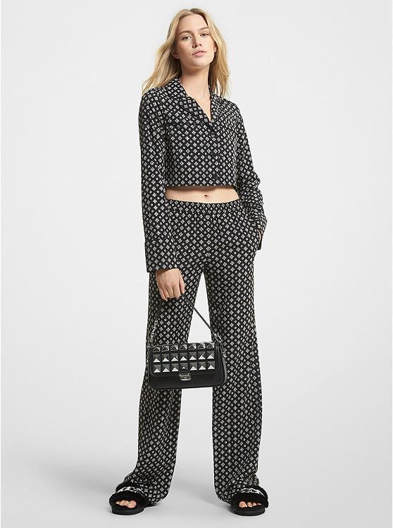 商品Michael Kors|Studded Medallion Crushed Crepe Cropped Pajama Shirt,价格¥373,第1张图片