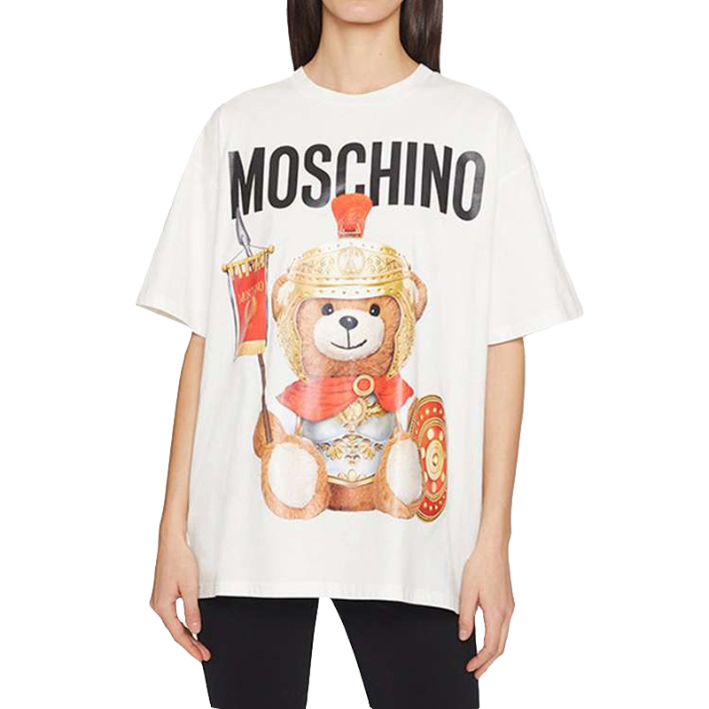 Moschino 莫斯奇诺 白色棉女装短体恤 0703-5540-V1002商品第3张图片规格展示