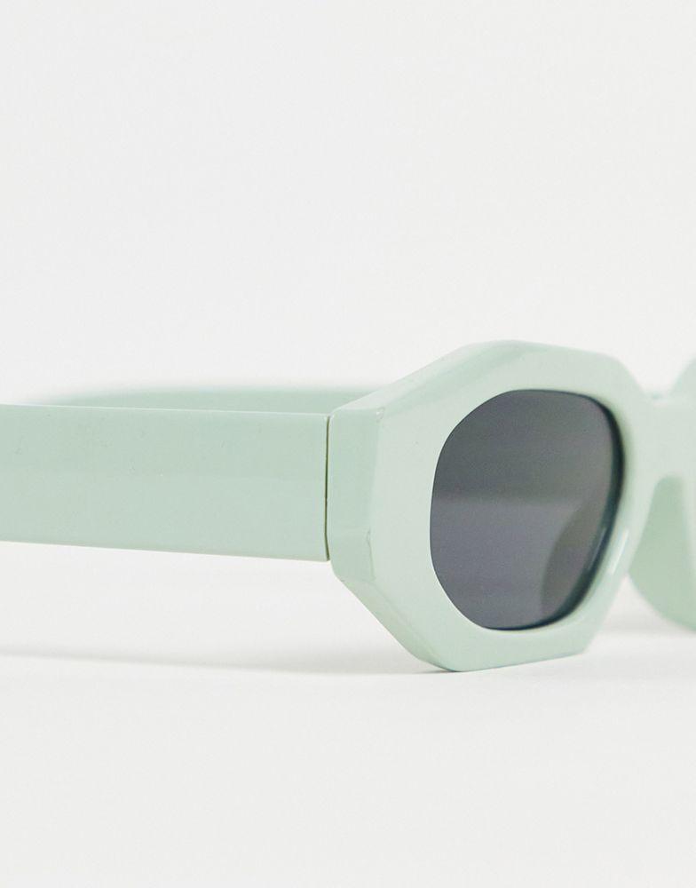 ASOS DESIGN hexagon sunglasses with smoke lens in mint green - LGREEN商品第3张图片规格展示