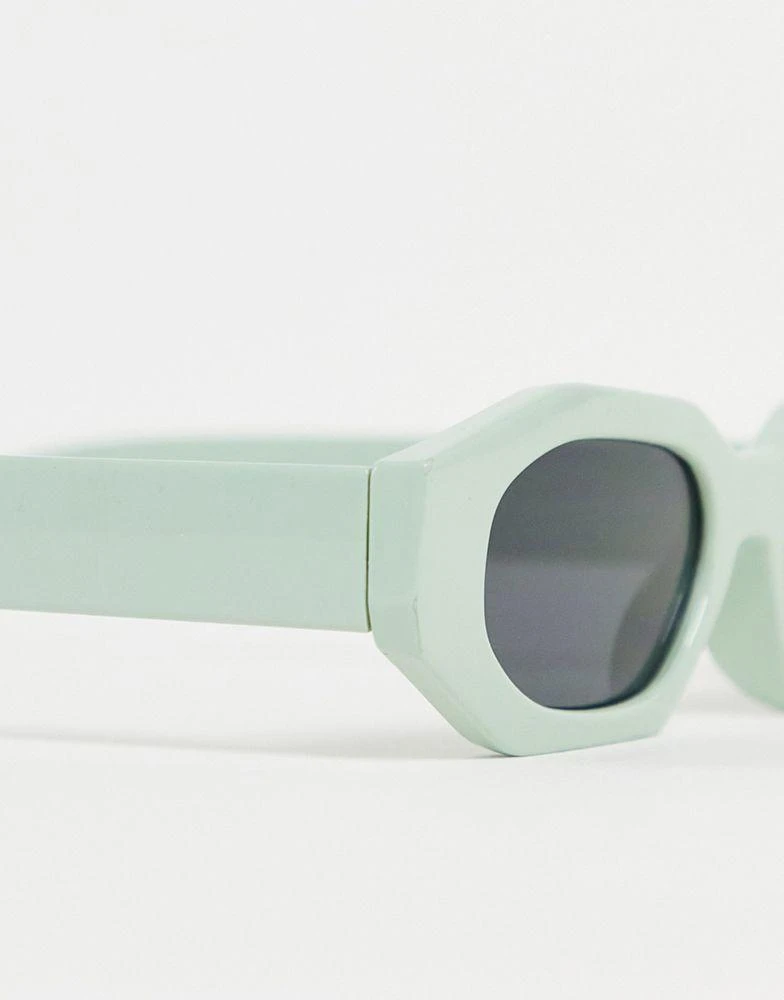 商品ASOS|ASOS DESIGN hexagon sunglasses with smoke lens in mint green - LGREEN,价格¥84,第3张图片详细描述