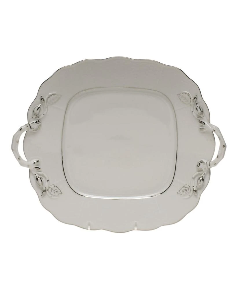 Herend Platinum Edge Square Cake Plate with Handles 1