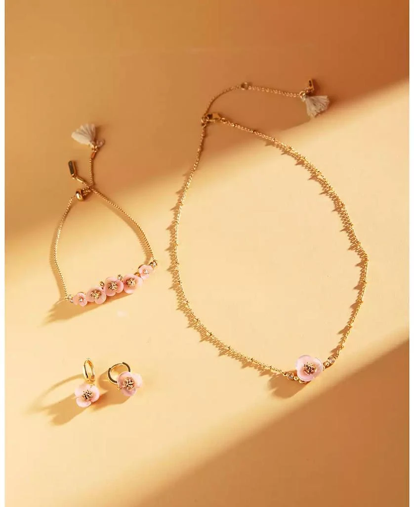 商品Lonna & Lilly|Gold-Tone Imitation Mother-of-Pearl Flower Drop Off Small Hoop Earrings,价格¥168,第4张图片详细描述