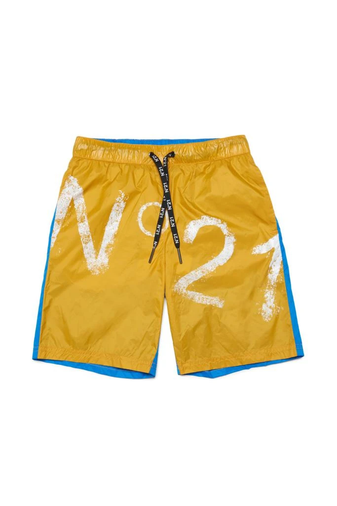 商品N°21|N21m17m Sw Boxer N°21 Yellow And Light Blue Two-tone Swim Boxers With Vintage Logo,价格¥633,第1张图片