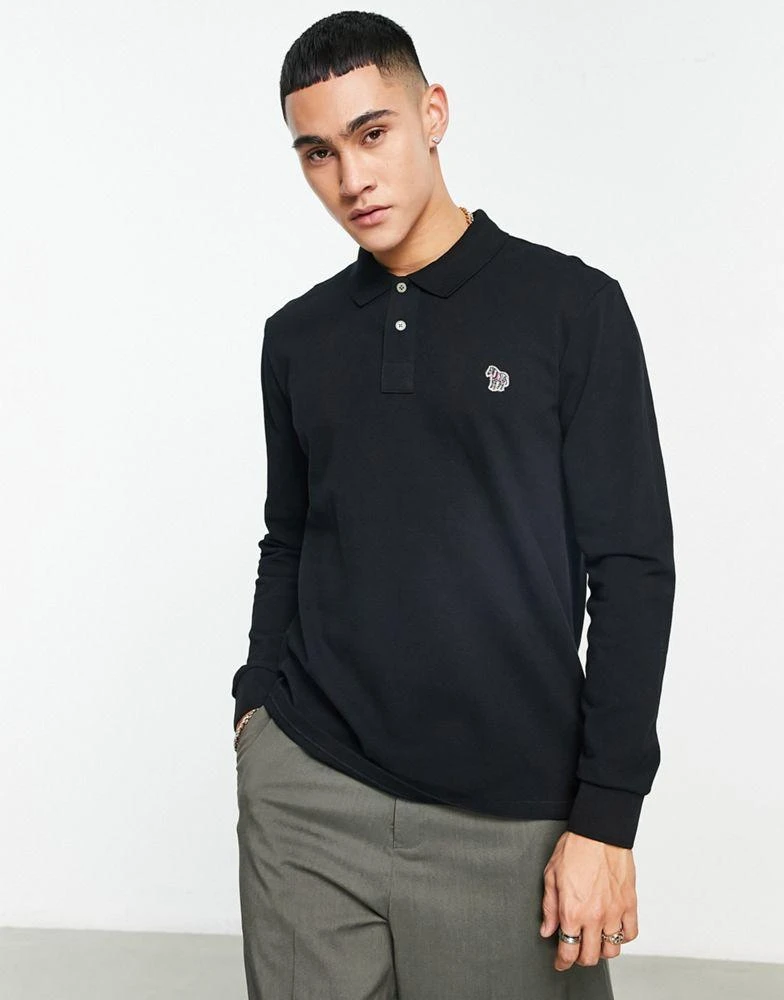 商品Paul Smith|PS Paul Smith regular fit logo long sleeve polo in black,价格¥885,第1张图片