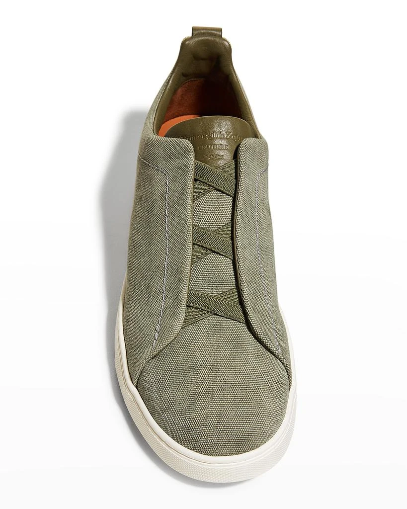 商品Zegna|Men's Triple Stitch Canvas Low-Top Sneakers,价格¥5791,第5张图片详细描述