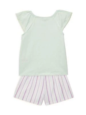 商品Calvin Klein|Little Girl’s 2-Piece Logo Tee & Striped Shorts Set,价格¥188,第2张图片详细描述
