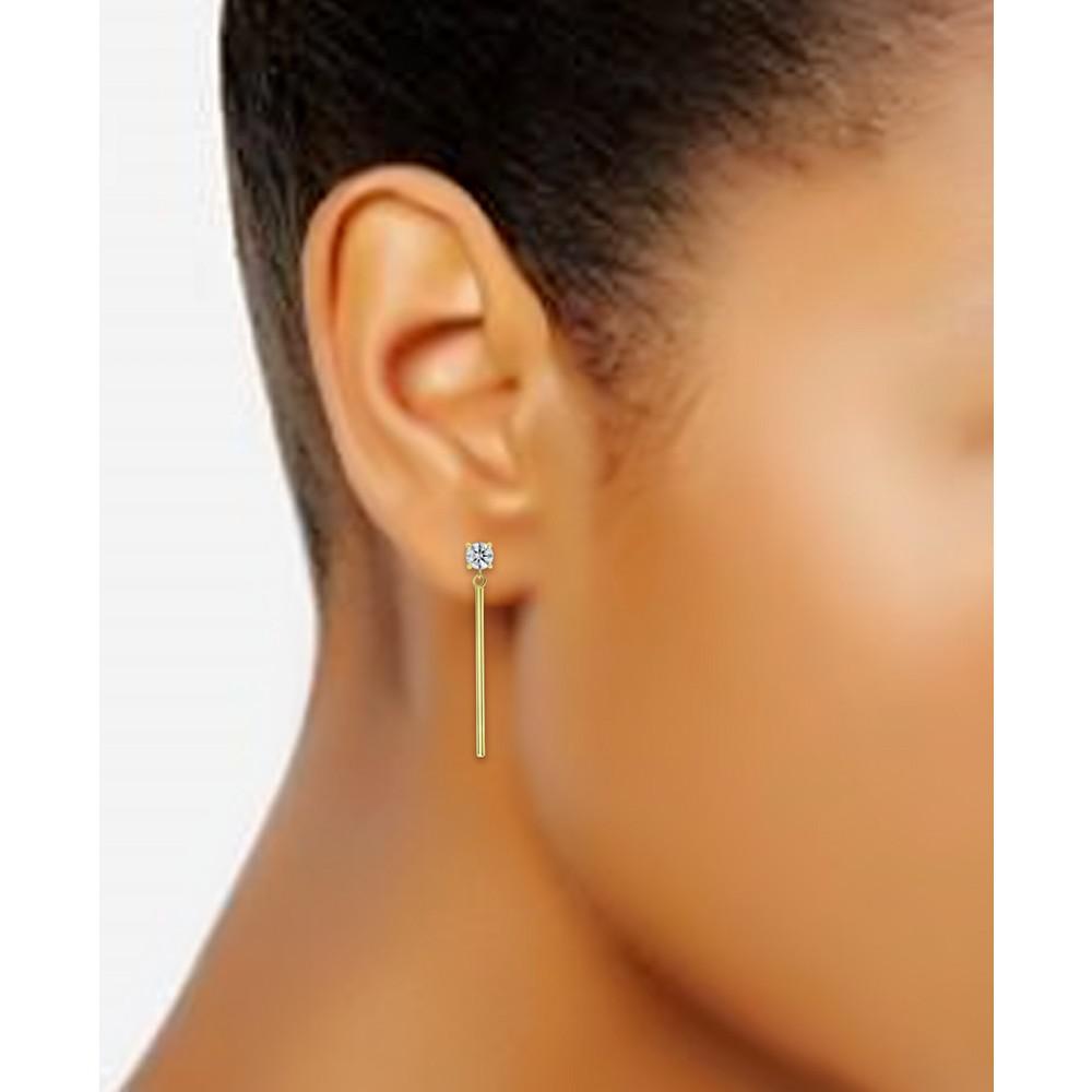 Cubic Zirconia Vertical Bar Drop Earrings, Created for Macy's商品第2张图片规格展示