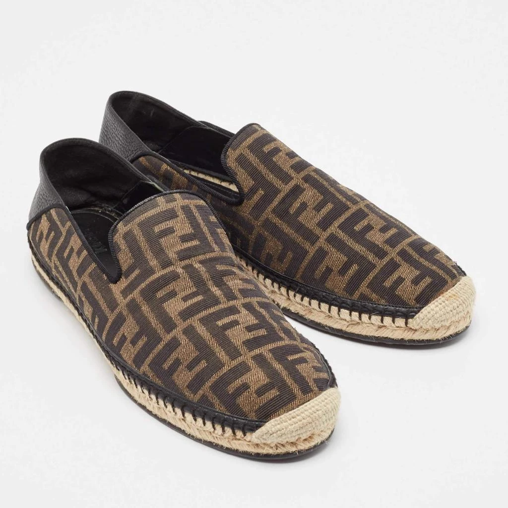 商品[二手商品] Fendi|Fendi Brown/Black Zucca Canvas and Leather Foldable Espadrilles Size 41,价格¥2049,第4张图片详细描述