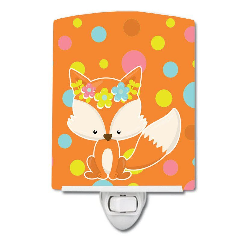 商品Caroline's Treasures|Baby Fox Flowerchild Polkadots Ceramic Night Light,价格¥204,第1张图片