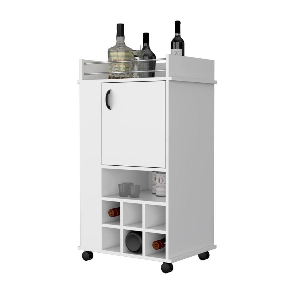 商品Homezia|White Rolling Bar Cart With Wine Storage,价格¥2318,第4张图片详细描述