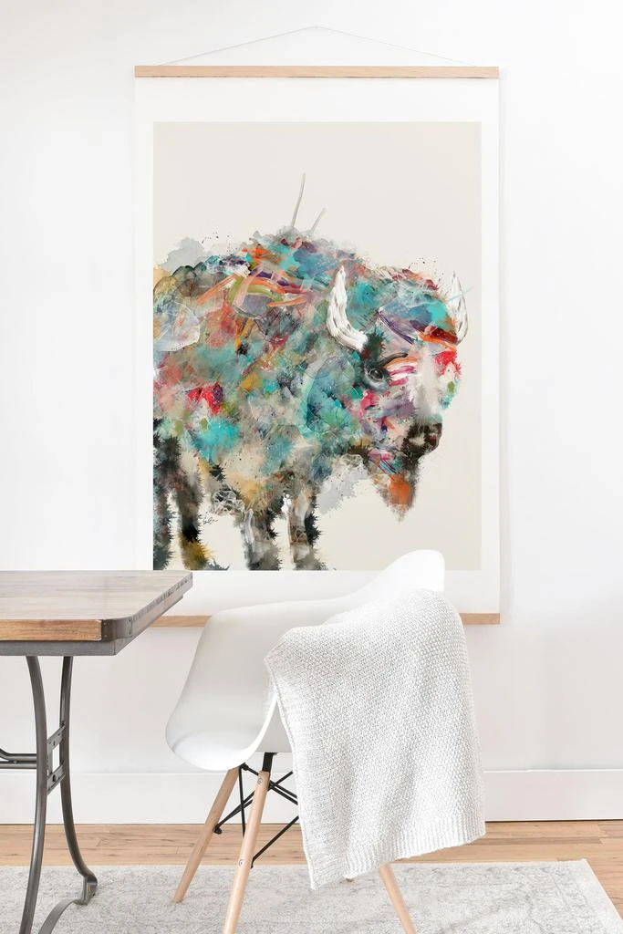 商品DENY Designs|Brian Buckley into the wild the buffalo Art Print with Oak Hanger,价格¥368,第1张图片