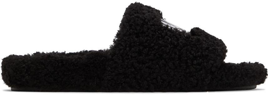商品Balenciaga|黑色 Furry 拖鞋,价格¥6184,第1张图片