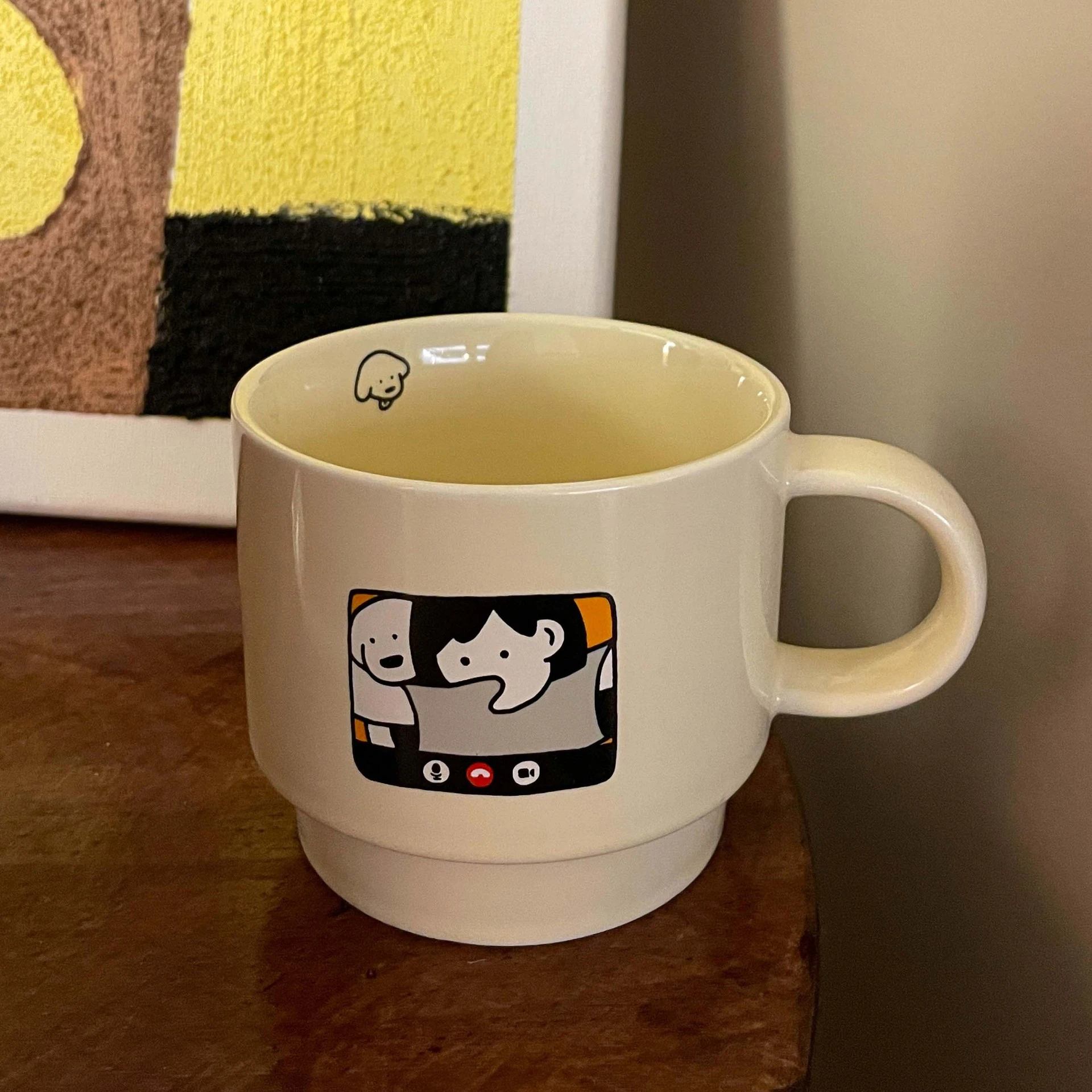 复古卡通小狗咖啡杯ins高颜值奶油马克杯简约家用闺蜜情侣陶瓷杯水杯 商品