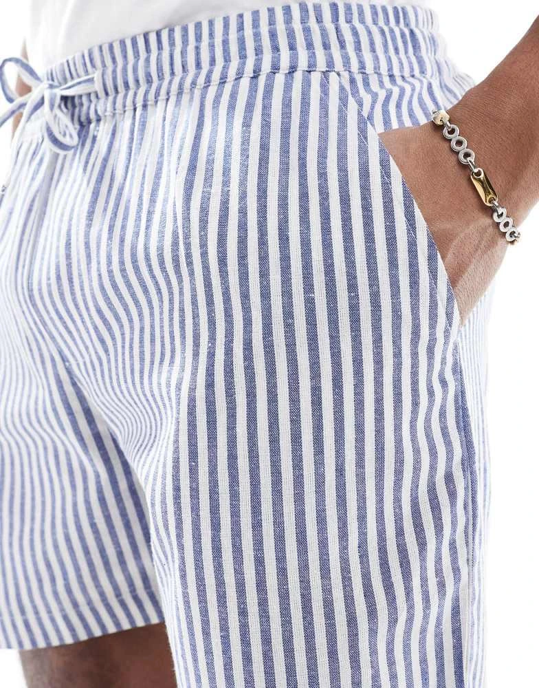商品Another Influence|Another Influence striped relaxed fit shorts in blue and white,价格¥227,第2张图片详细描述