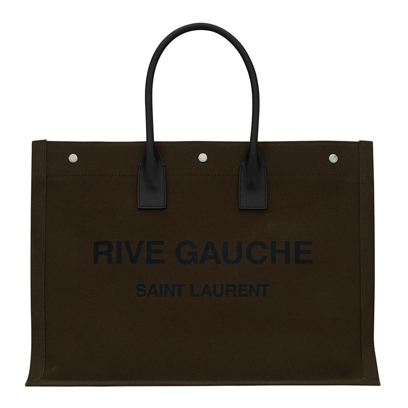 商品Yves Saint Laurent|【预售3-7天】SAINT LAURENT PARIS/圣罗兰 YSL RIVE GAUCHE系列 男女通用卡奇色印花帆布和皮革ysl印花三按扣手提斜挎单肩包50941596N9E2463,价格¥12031,第1张图片