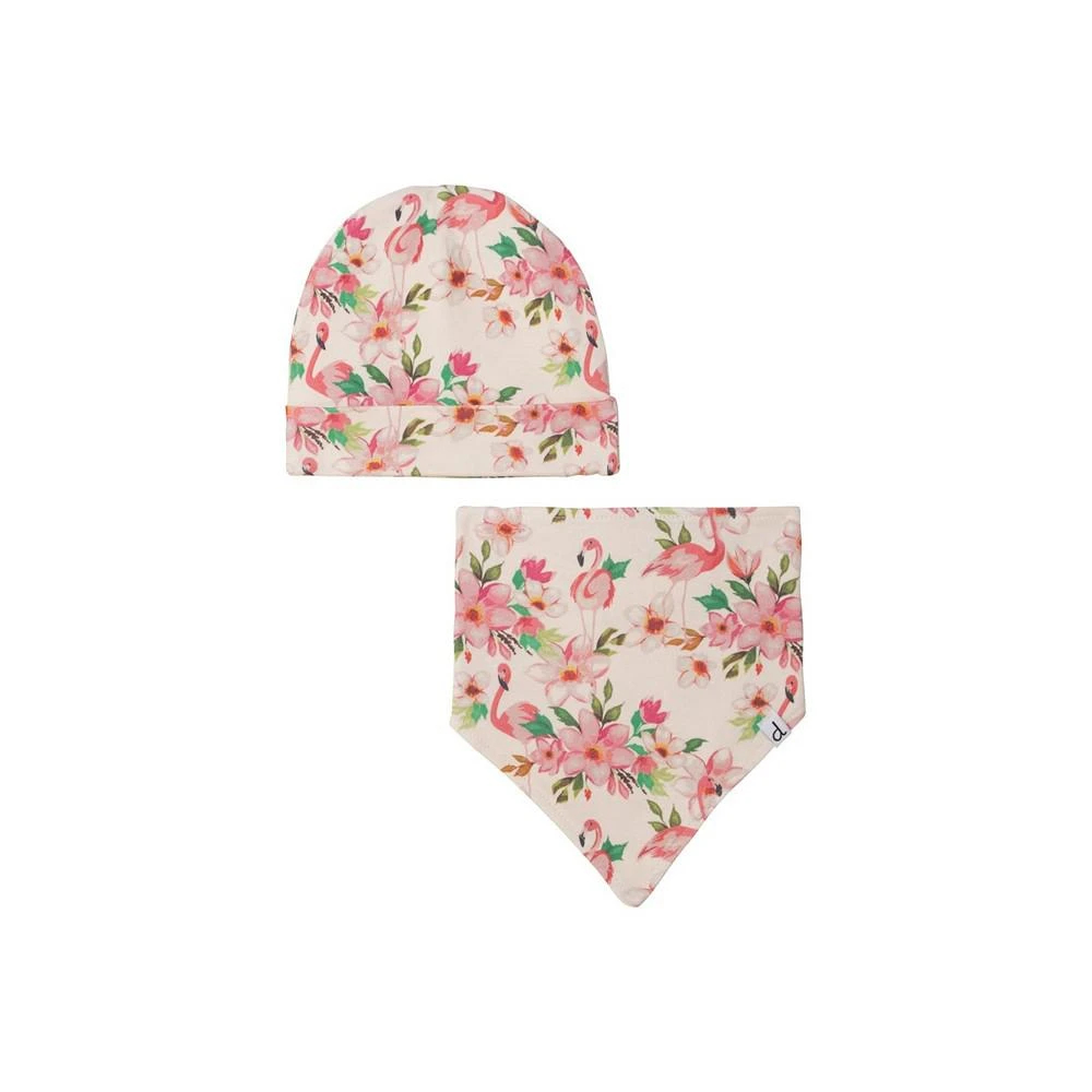 商品Deux par Deux|Baby Girl Organic Cotton Printed Hat & Bib Set Beige Flamingos - Infant,价格¥194,第1张图片
