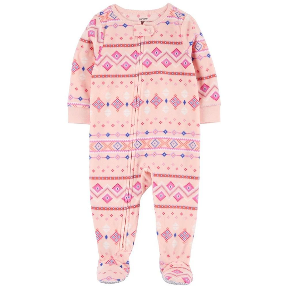 商品Carter's|Baby Girls Fleece Fair Isle One Piece Pajamas,价格¥161,第1张图片