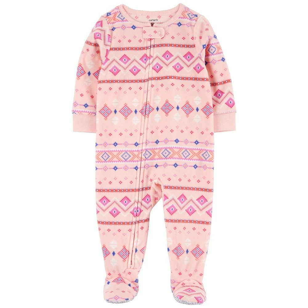 商品Carter's|Baby Girls Fleece Fair Isle One Piece Pajamas,价格¥62,第1张图片