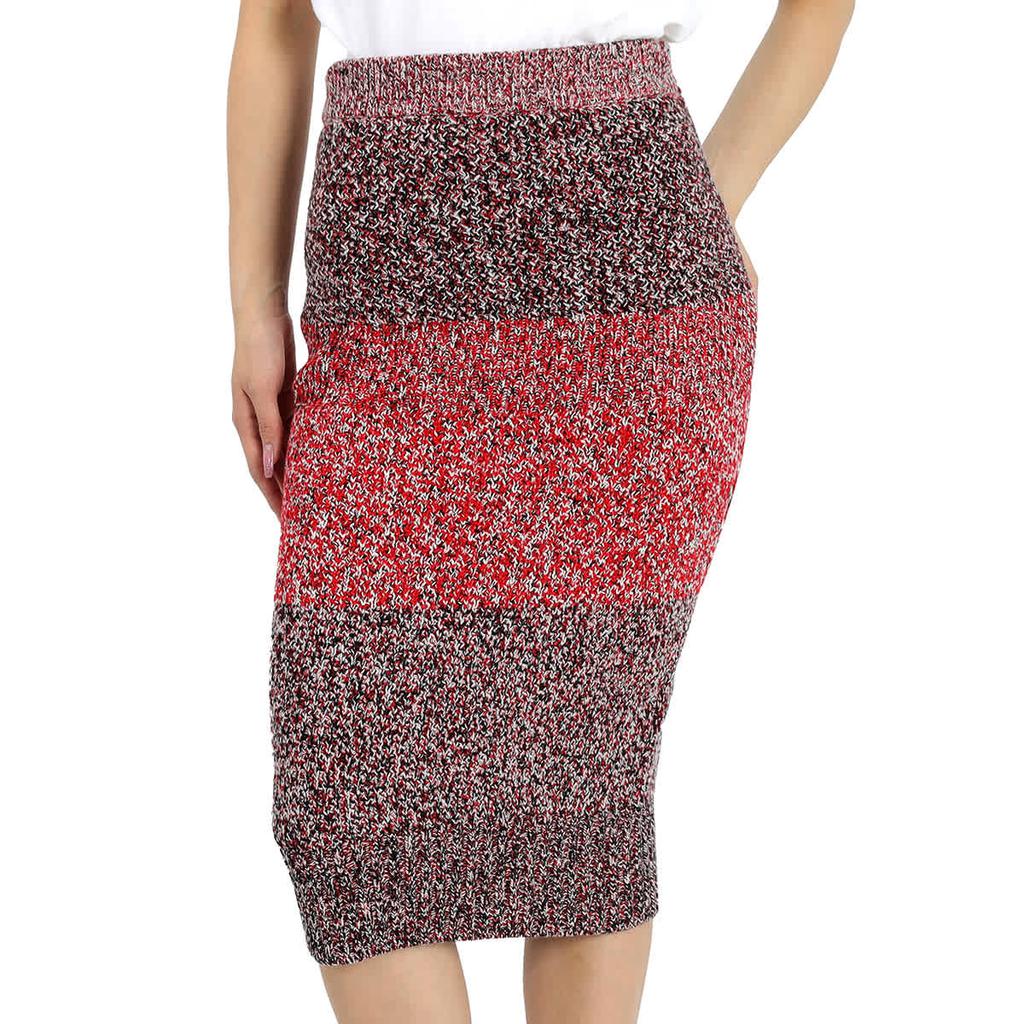 Womens Cashmere Cotton Wool Blend Mouline Skirt in Red商品第1张图片规格展示