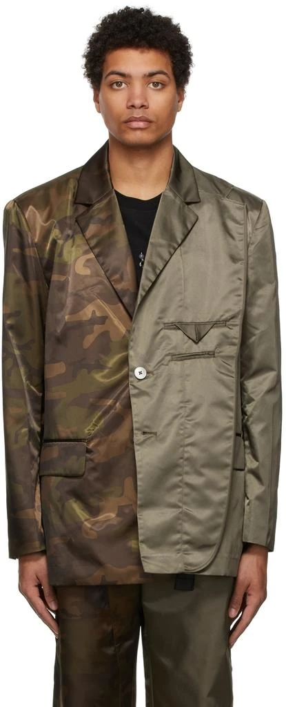 商品Feng Chen Wang|Khaki & Brown Camouflage Paneled Blazer,价格¥2431,第1张图片