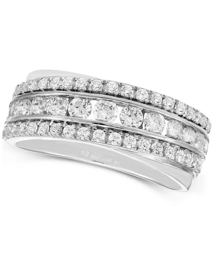 商品Macy's|Diamond Triple Row Diagonal Band (1 ct. t.w.) in 10k White or Yellow Gold,价格¥11370,第1张图片