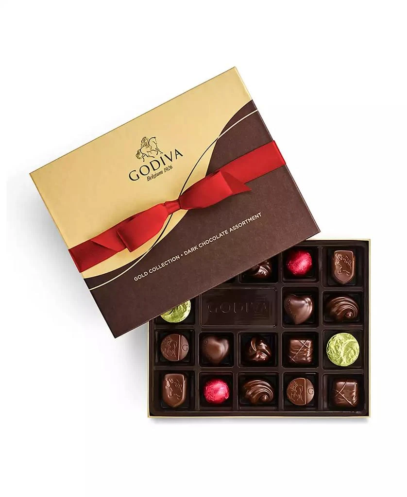 商品Godiva|Assorted Dark Chocolate Gift Box, Red Ribbon, 18 Piece,价格¥299,第1张图片