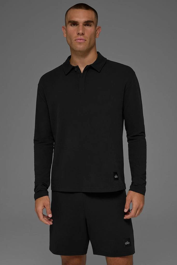 商品Alo|Double Take Long Sleeve Polo - Black,价格¥821,第1张图片详细描述