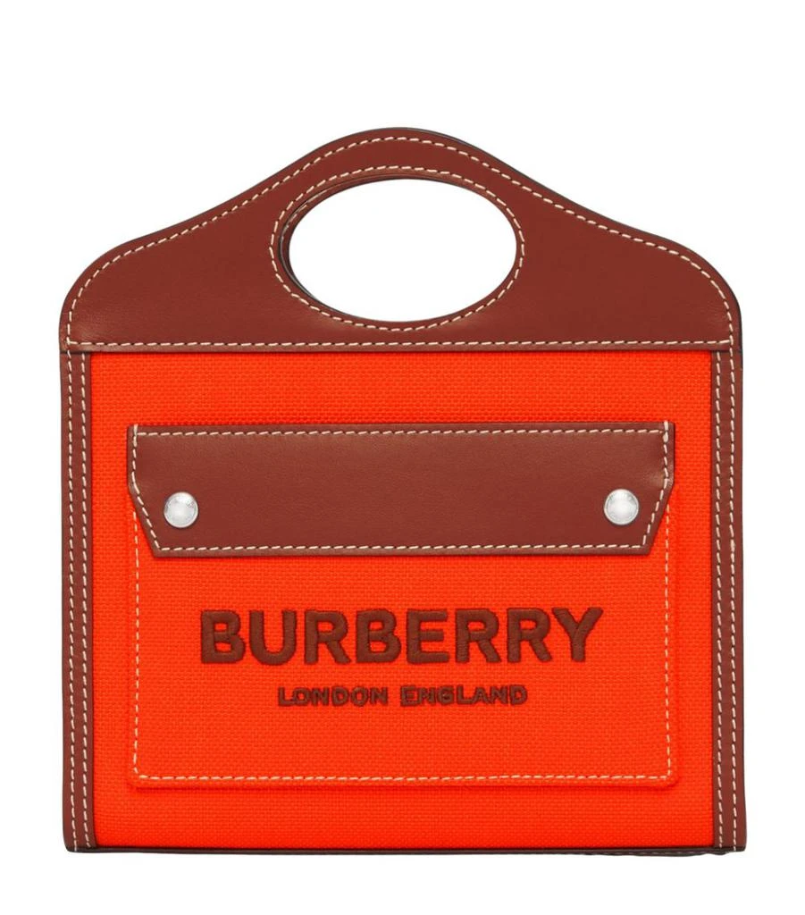 商品Burberry|Micro Canvas Pocket Top-Handle Bag,价格¥8067,第1张图片