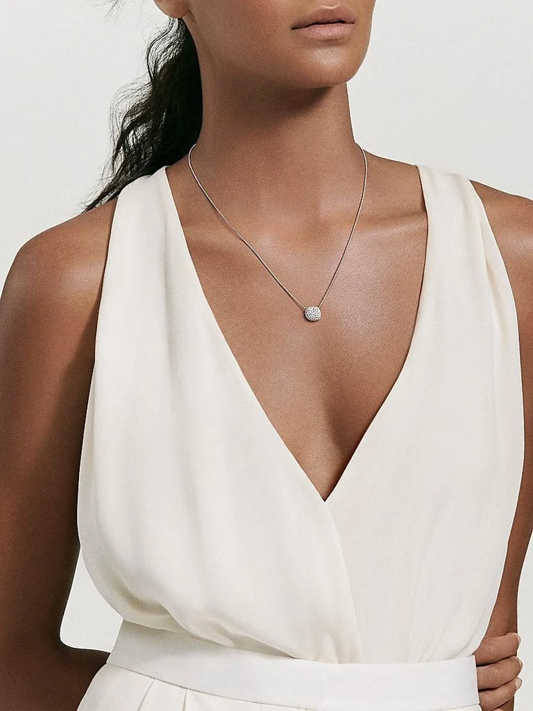 商品David Yurman|Pavé Cushion Pendant Necklace in 18K White Gold,价格¥25851,第3张图片详细描述