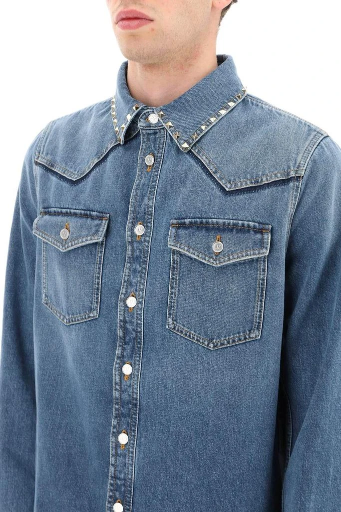 商品Valentino|black Untitled Denim Shirt With Studs,价格¥6885,第4张图片详细描述