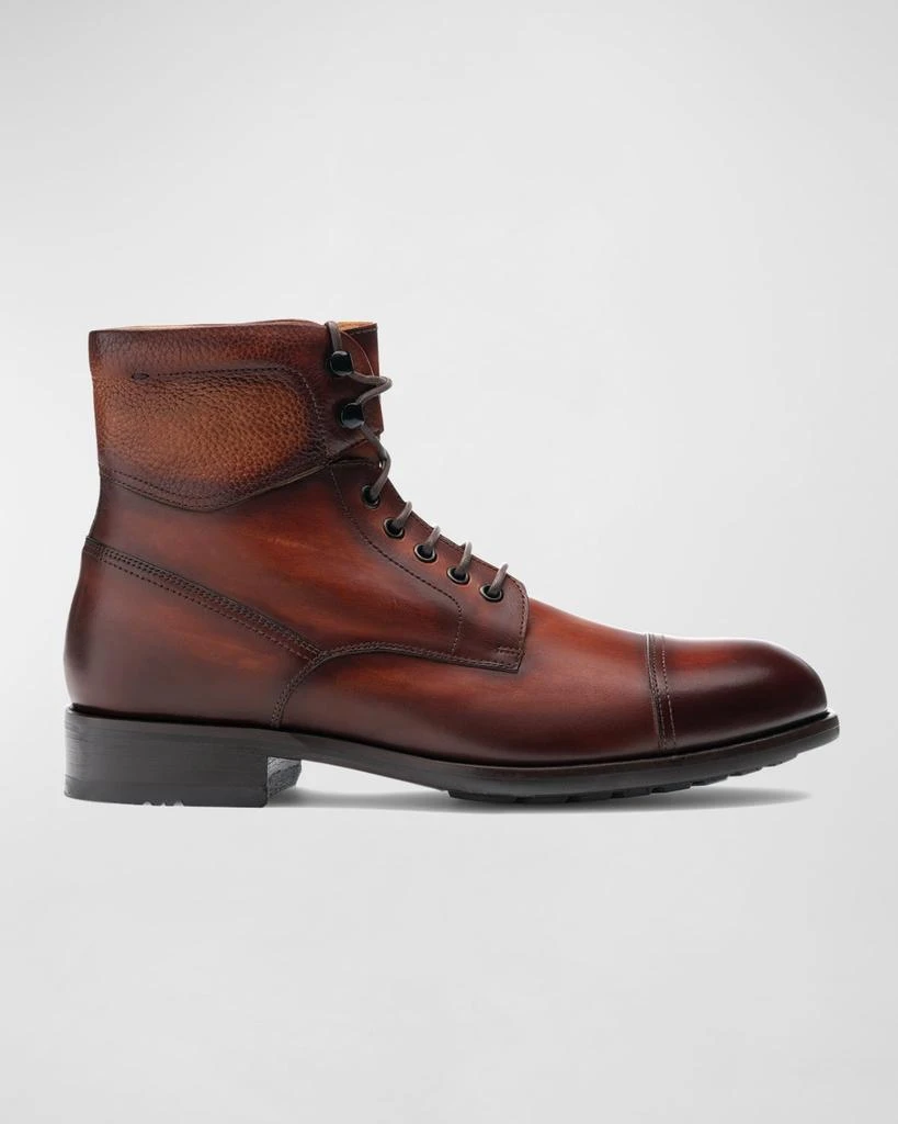 商品Magnanni|Men's Peyton II Burnished Leather Lace-Up Boots,价格¥3107,第1张图片