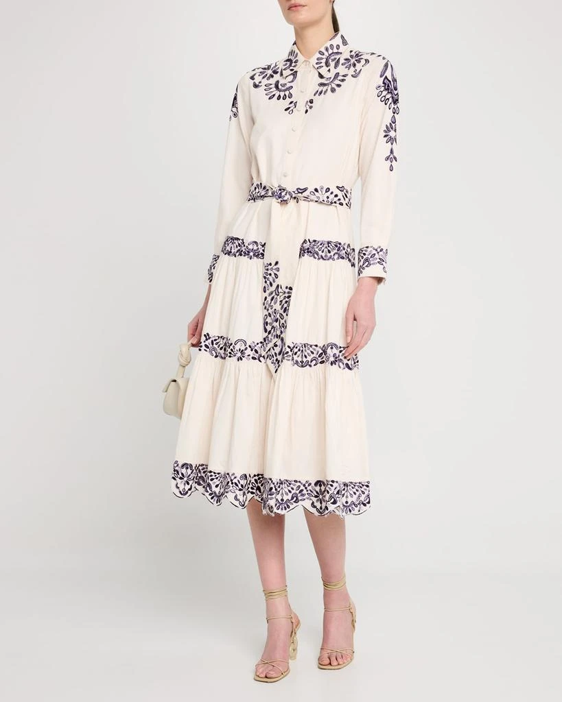 商品FIGUE|Molly Embroidered Tiered Midi Shirtdress,价格¥1610,第4张图片详细描述