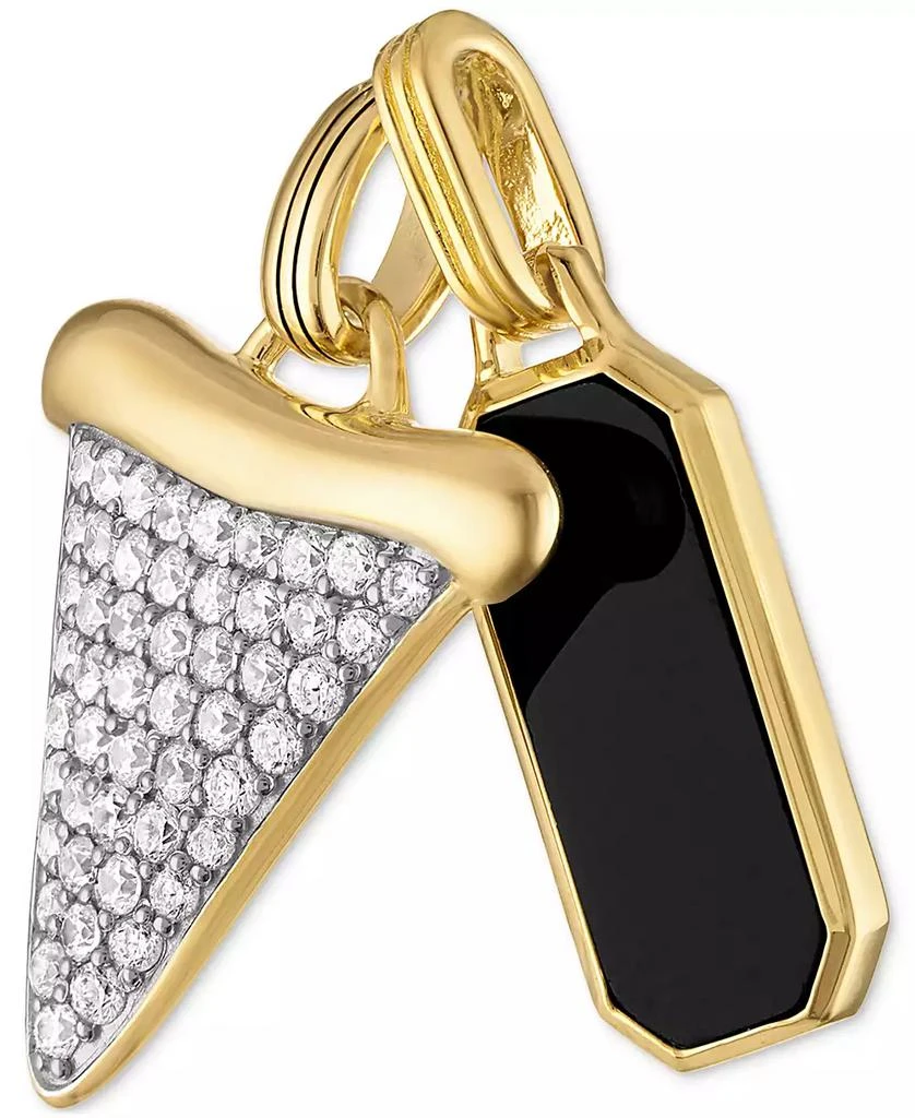 商品Esquire Men's Jewelry|2-Pc. Set Onyx Dog Tag & Cubic Zirconia Pavé Shark Tooth Amulet Pendants in 14k Gold-Plated Sterling Silver, Created for Macy's,价格¥1348,第2张图片详细描述