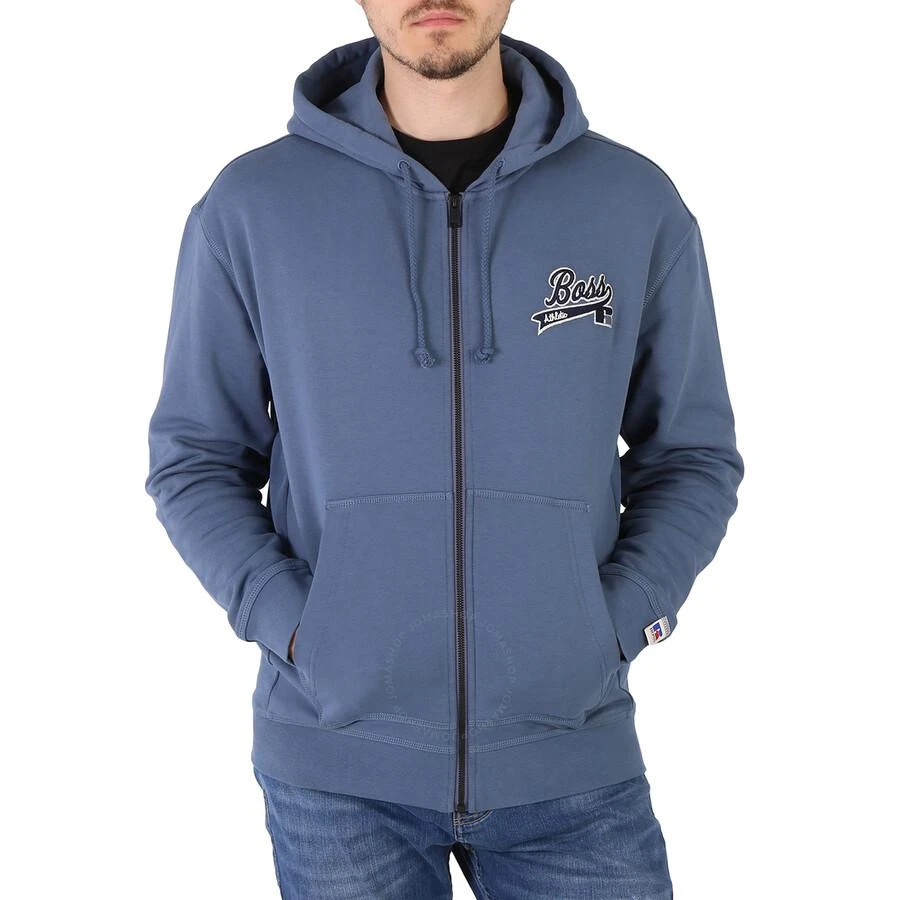 商品Hugo Boss|Bright Blue Exclusive Logo Cotton-Blend Zip-Up Hoodie,价格¥596,第1张图片