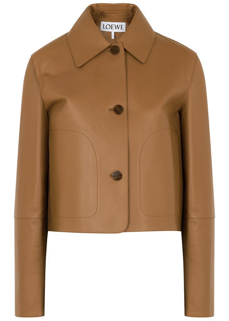 商品Loewe|Brown cropped leather jacket,价格¥17509,第1张图片
