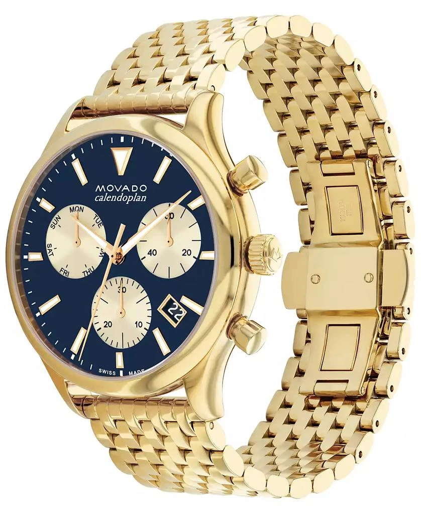 商品Movado|Men's Heritage Yellow Ionic Gold-Tone Plated Steel Bracelet Watch 43mm,价格¥9641,第2张图片详细描述